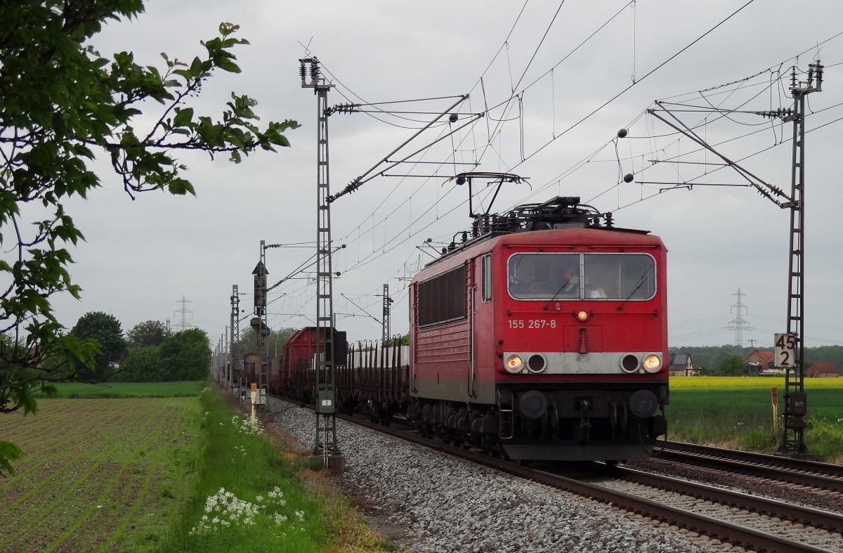 Am 23.5.13 war die inzwischen z-Gestellte 155 267 noch mit einem Güterzug unterwegs.
Aufgenommen zwischen Peine und Vechelde.
Man beachte auch den tiefenentspannten Lokführer! :)