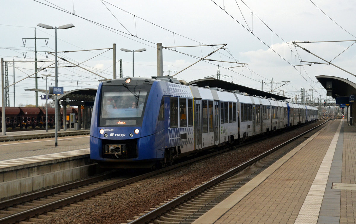 Am 24.03.19 rollten 620 409, 622 416 und 620 407 der vlexx durch Bitterfeld Richtung Halle(S).