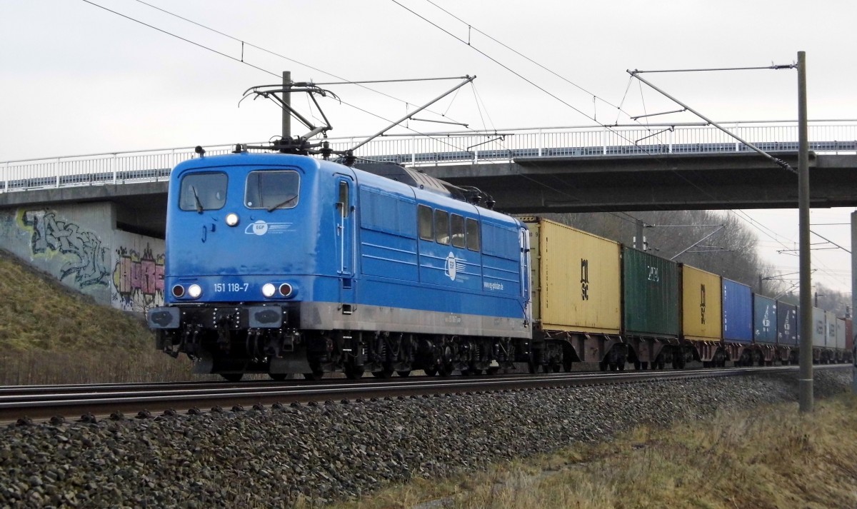 Am 25.02.2015 kam die 151 118-7 von der EGP aus Richtung Berlin   und fuhr  nach Stendal .