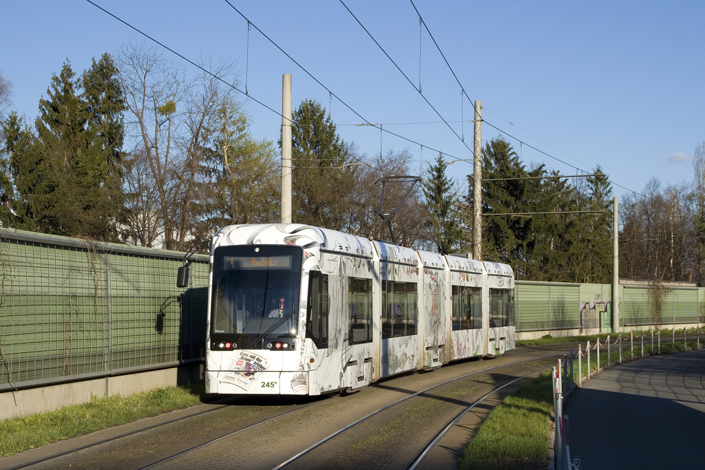 Am 26. März 2019 ist Variobahn 245 auf der Liebenauer Tangente nächst der Haltestelle Dr.Lister Gasse unterwegs.