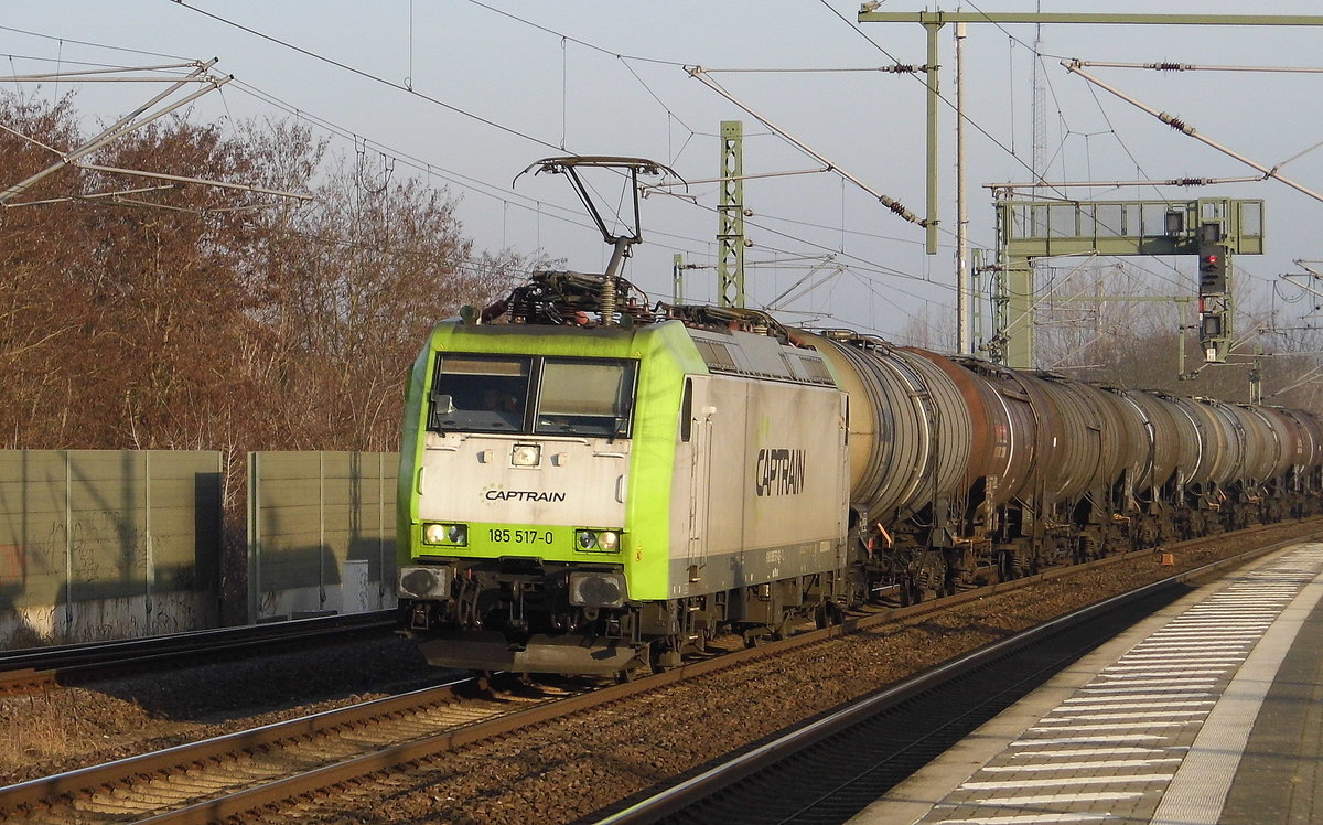 Am 26.02.2019 kam die 185 517-0 von CAPTRAIN-ITL aus Richtung Hamburg nach Wittenberge und fuhr weiter in Richtung Berlin .