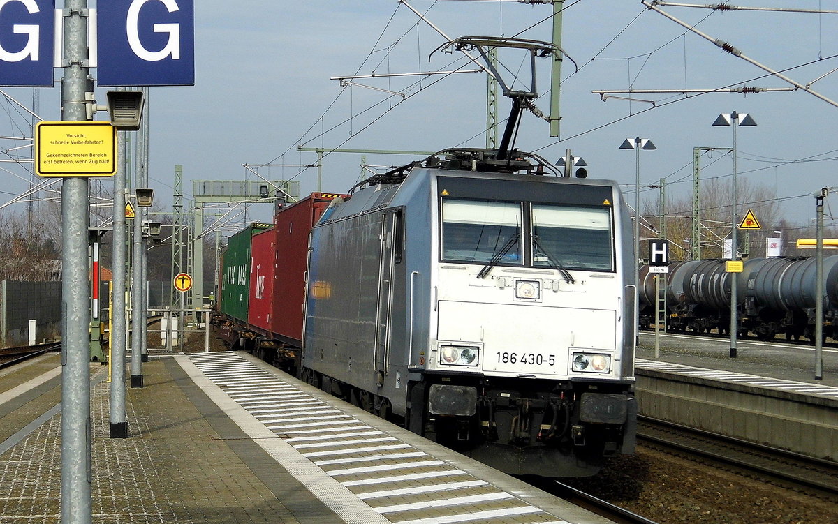 Am 26.02.2019 kam die 186 430-5 von METRANS (Railpool) aus Richtung Hamburg nach Wittenberge und fuhr weiter in Richtung Berlin.