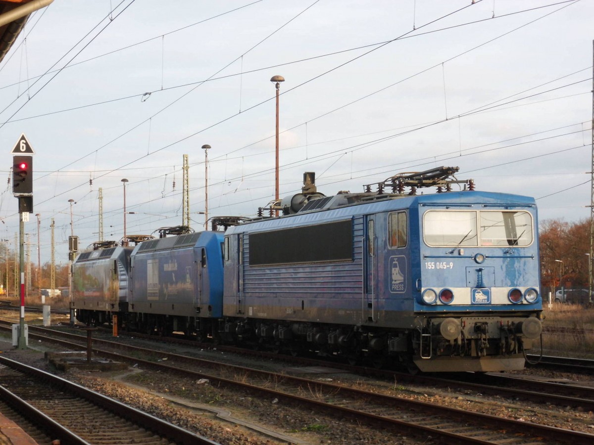 Am 26.12.2015 standen 145 023&145 030&155 045 in Stendal abgestellt. 
