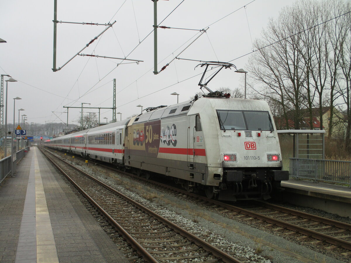 Am 26.Januar 2022 bekam ich meine erste Werbe 101 für 2022.101 110 erreichte hier,mit dem IC Koblenz-Binz,Bergen/Rügen.