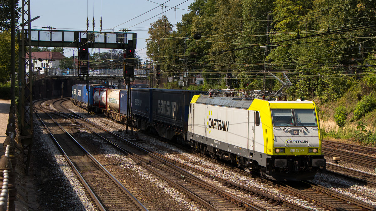 Am 27. Juli 2018 war die Captrain 186 151-7 in Offenburg im perfekten Licht! 