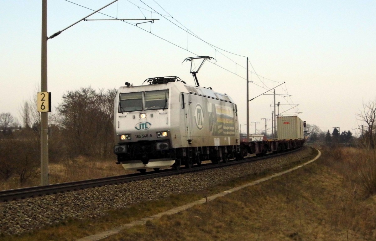 Am 27.02.2015 kam die 185 548-5 von der ITL aus Richtung Stendal und fuhr nach Salzwedel .