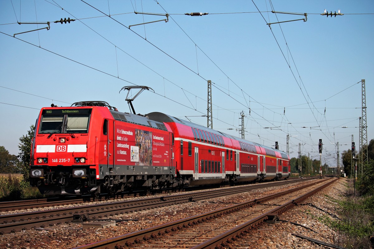 Am 27.09.2014 fuhr 146 235-7  600 Jahre Konstanzer Konzil  mit einem RE (Offenburg - Schliengen) in Orschweier.