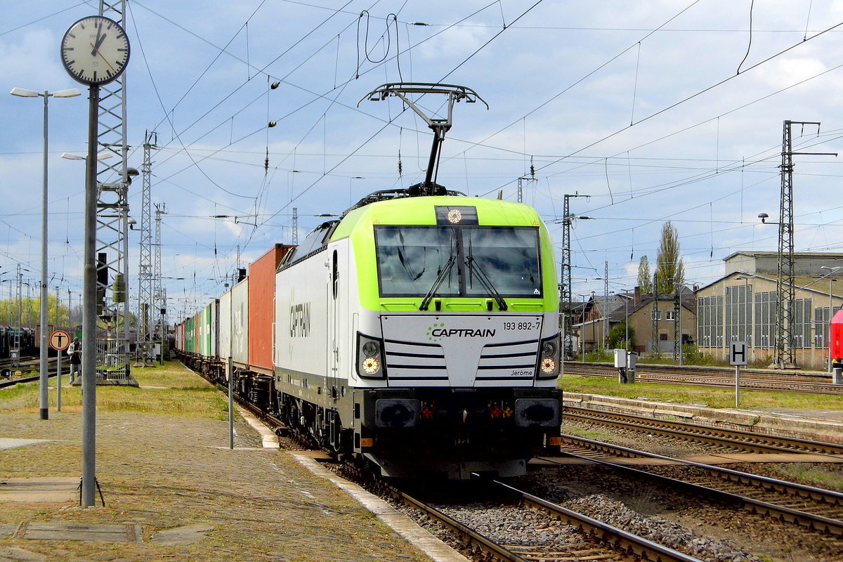 Am 29.04.2017 kam die 193 892-7 (Name: Jerome) von CAPTRAIN aus Richtung Salzwedel nach Stendal und fuhr weiter in Richtung Magdeburg . 