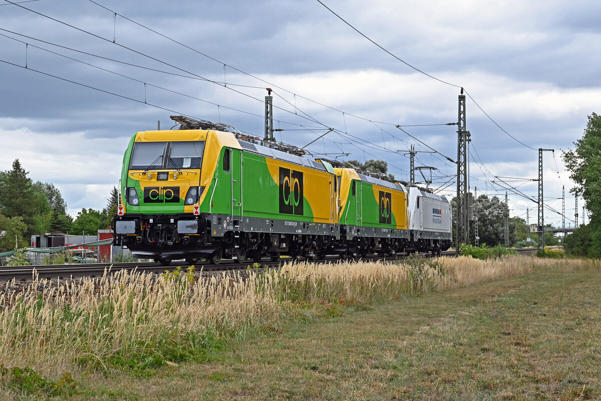Am 30.08.26 wurden 388 076 und 388 075 der CLIP in ihre Heimat Polen �berf�hrt. Hier zieht 188 113 der Northrail ihren Zug durch Gr�fenhainichen Richtung Wittenberg.