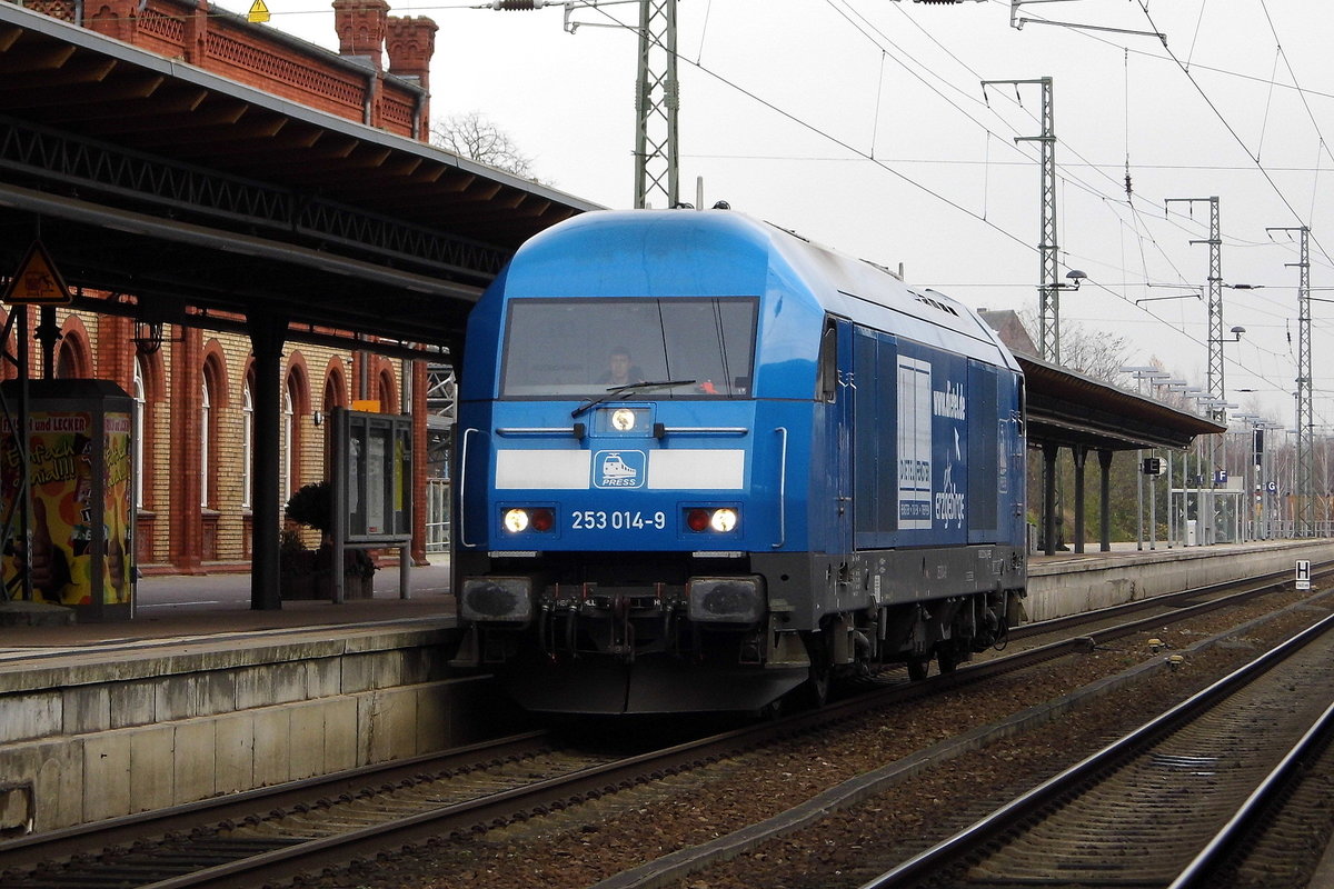 Am 30.11.2017 fuhr die 253 014-9 von der Press von Stendal nach Niedergörne .