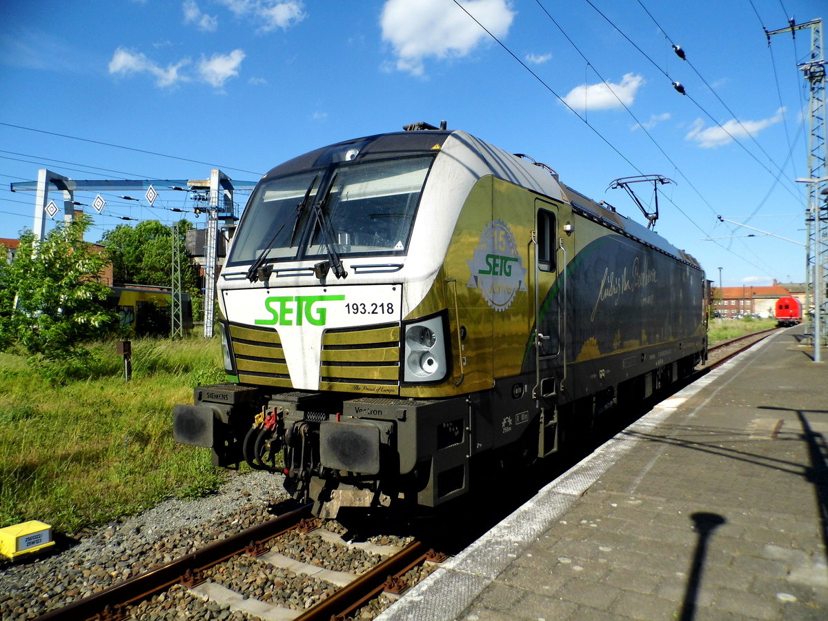 Am 31.05.2017 stand die 193 218-5 von der SETG (ELL) in Stendal .