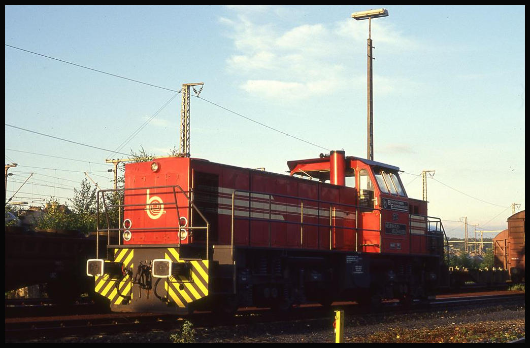 Am 4.9.1993 war die D 24 der Bentheimer Eisenbahn, hier im Bahnhof Bad Bentheim, eine der modernsten Lokomotiven im Fahrzeugpark der BE.