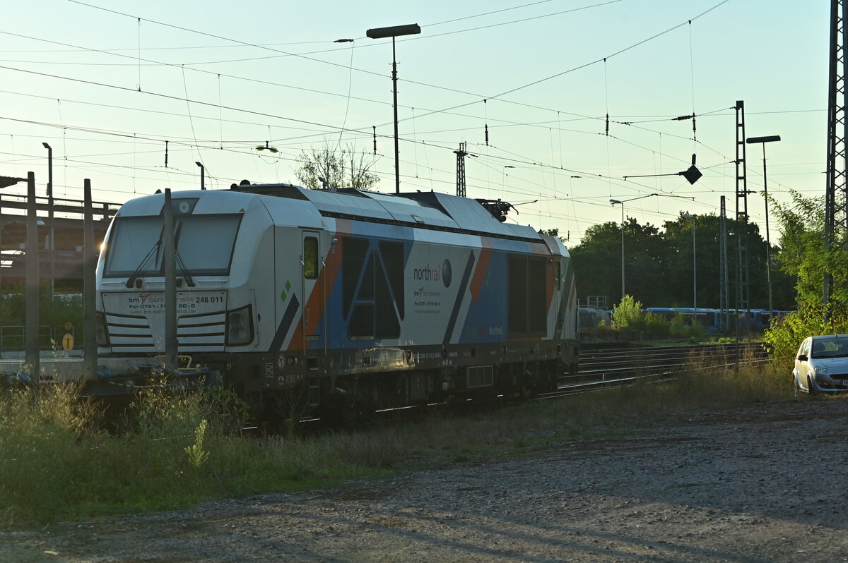 Am Abend des 16.August 2022 konnte ich meine erste 2248 in Neckarelz am Freiladegleis gegen die Abendsonne fotografieren. Hier war sie beim Beladen der Wagons als Rangierlok tätig.