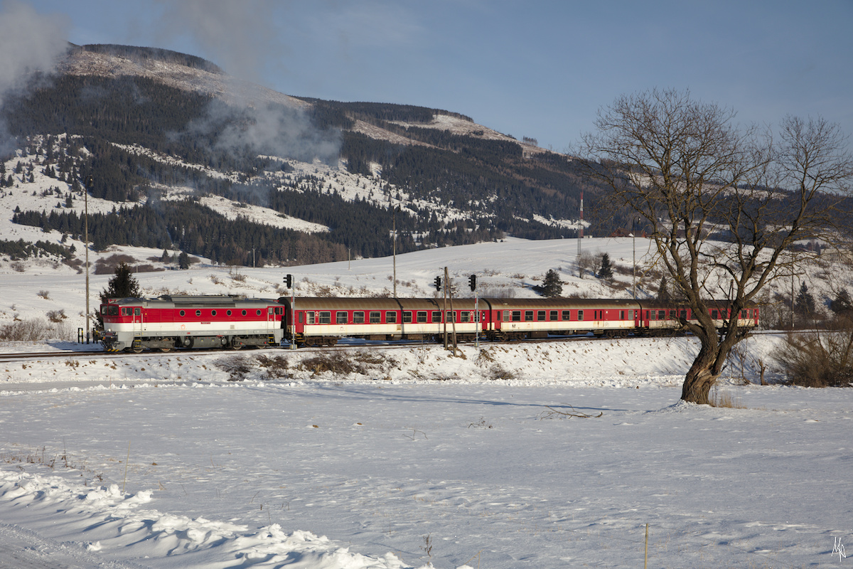 Am Morgen des 09. Februar erreicht die 754 071 mit dem Zr 820 gerade den Bahnhof Telgart.