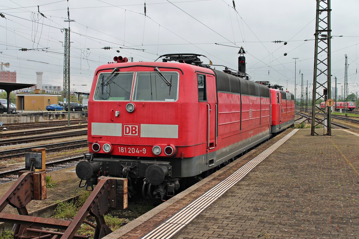 Am Nachmittag des 13.05.2016 stand 181 204-9 zusammen mit 181 213-0  Saar  auf Gleis 95 in Basel Bad Bf abgestellt und warteten gemeinsam auf ihre nächsten Einsätze.