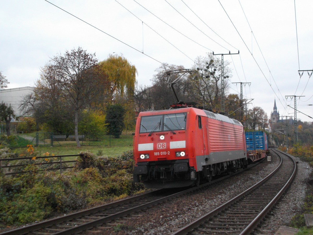Am Nachmittag des 17.11.2014 zieht 189 - 010 - 2 ihren Güterzug nach Dresden - Friedrichstadt. Aufgenommen am Haltepunkt Dresden - Cotta.