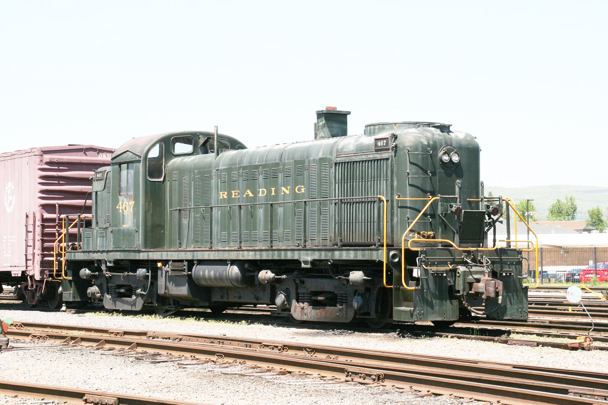American Locomotive Company RS-1b Nummer 467 der  Reading Lines  aufgenommen am 21. Mai 2018 in Scranton, Pennsylvania / USA.