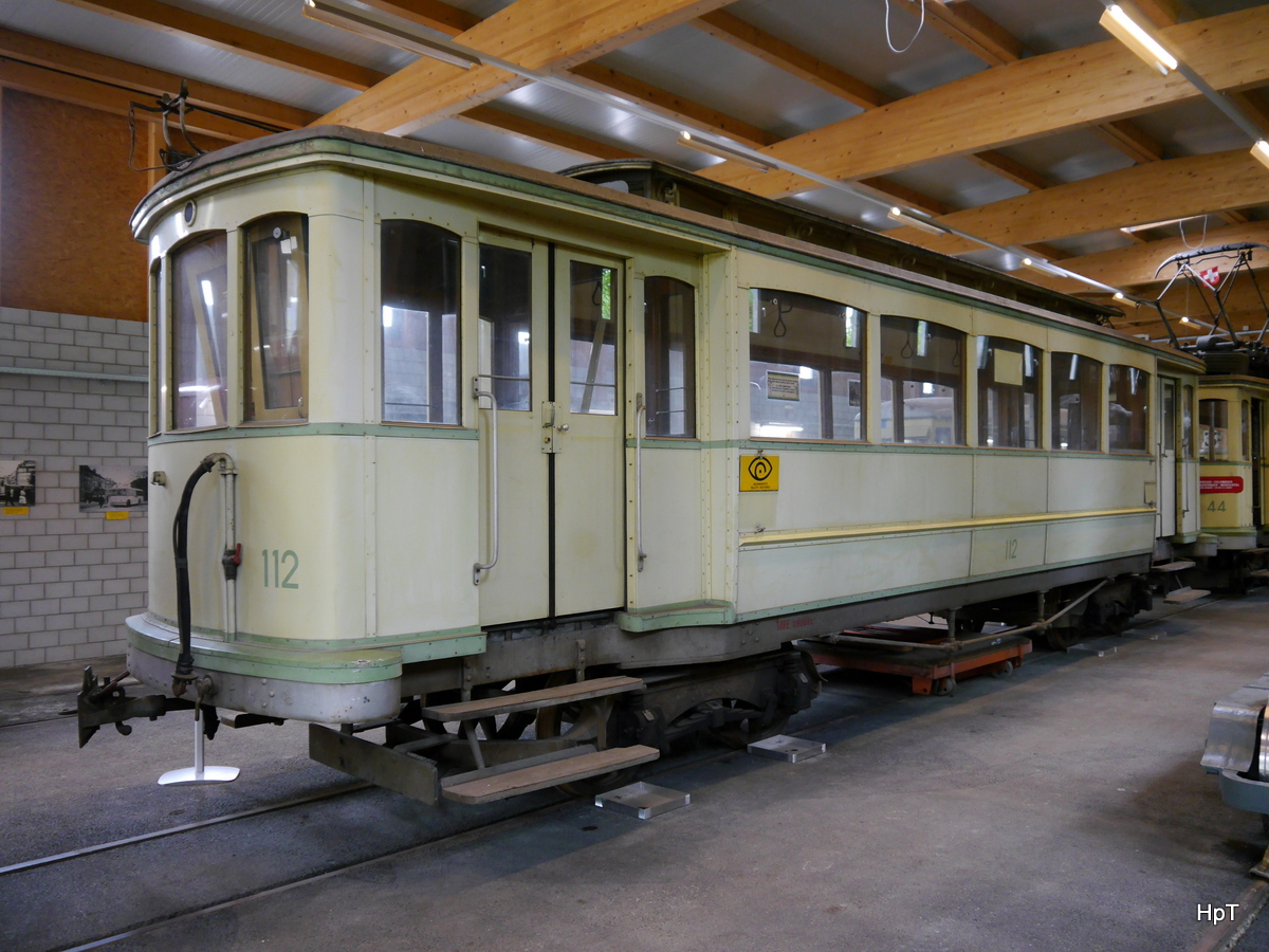 ANAT / TransN - Personenwagen B 112 im Trammuseum der ANAT in Areuse am 22.05.2016 