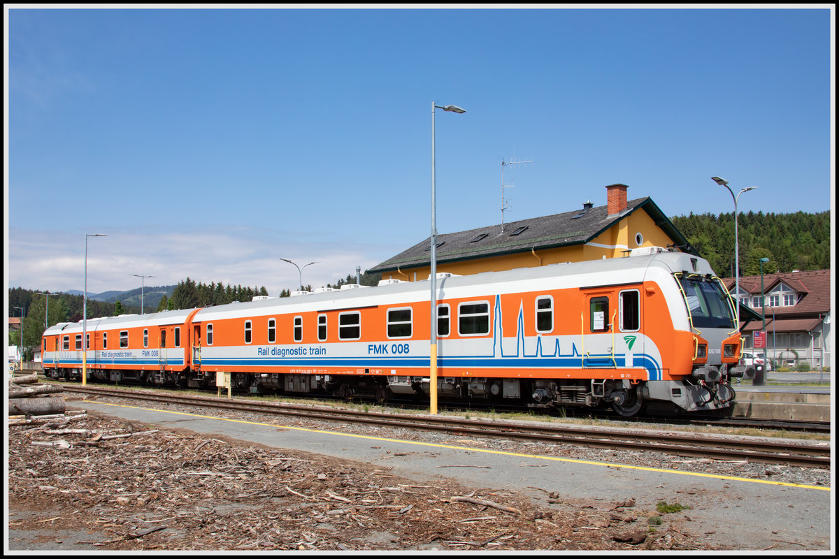 Angekommen in Wies Eibiswald. 
Der Ultraschallmesszug FMK008 der MAV bereitet sich auf die Rückreise vor. 
18.05.2020