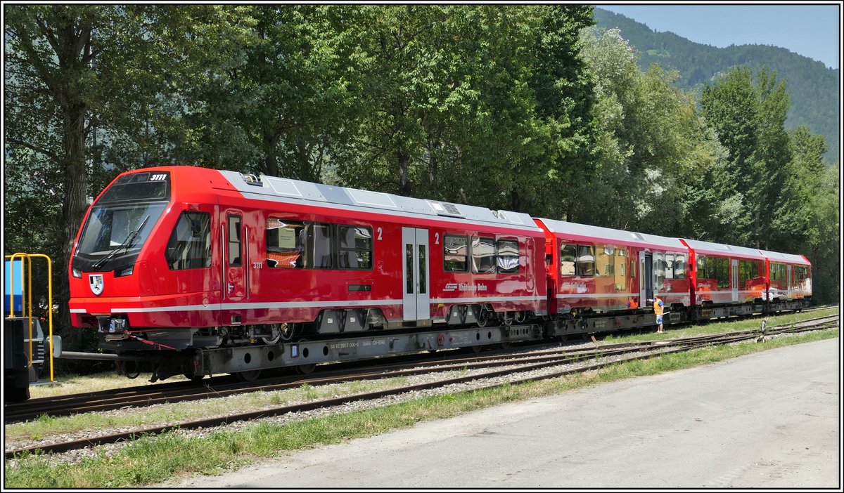 Anlieferung des ersten neuen Capricorn ABe 4/16 3111 Zuges durch Stadler Rail in Landquart.(27.06.2019)