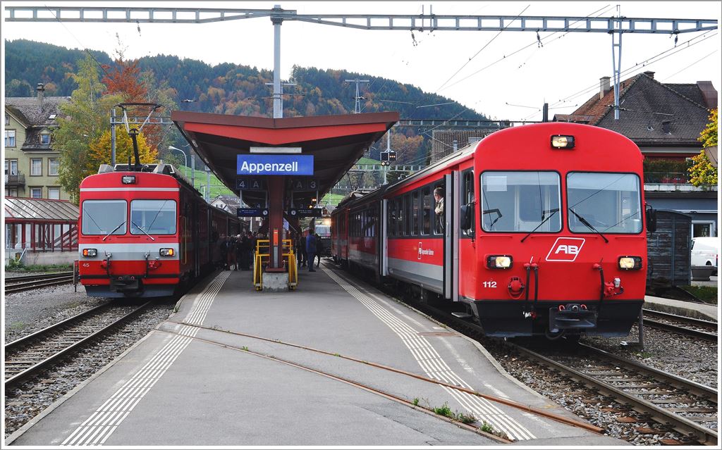 Appenzell mit Zgen nach Gossau SG (links), nach Wasserauen (Hintergrund) und St.Gallen (Vordergrund). (21.10.2013)
