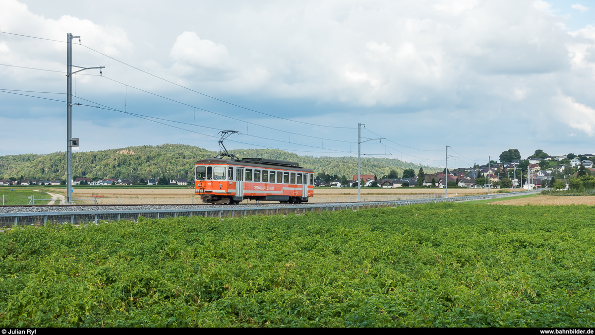 ASm Ersatzzug mit Be 4/4 103 am 17. Juli 2020 zwischen Roggwil und Kaltenherberg.