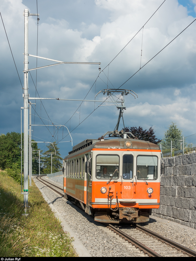 ASm Ersatzzug mit Be 4/4 103 am 17. Juli 2020 in Kaltenherberg.