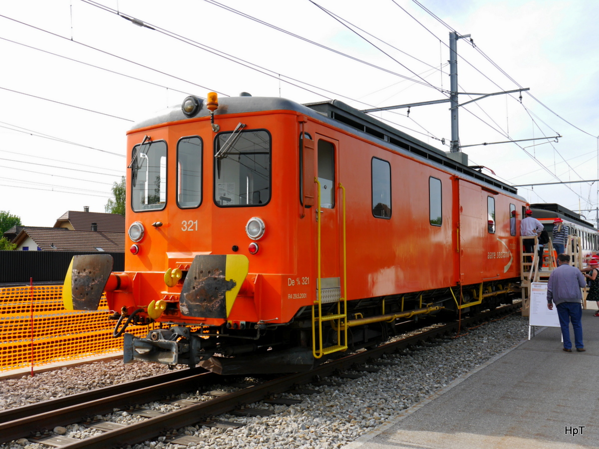 asm Oberaargau - 100 Jahr Feier - Gütertriebwagen De 4/4 321  Ausgestellt im Bahnhofsareal Niederbipp am 28.04.2018