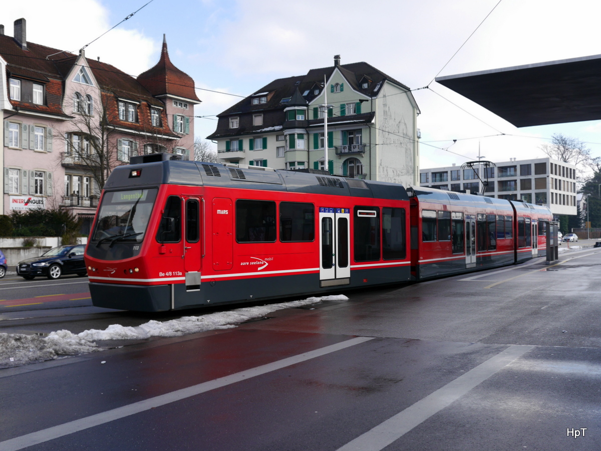 asm Oberaargau - Be 4/8 113 beim verlassen des Bahnhof Solothurn am 23.01.2016