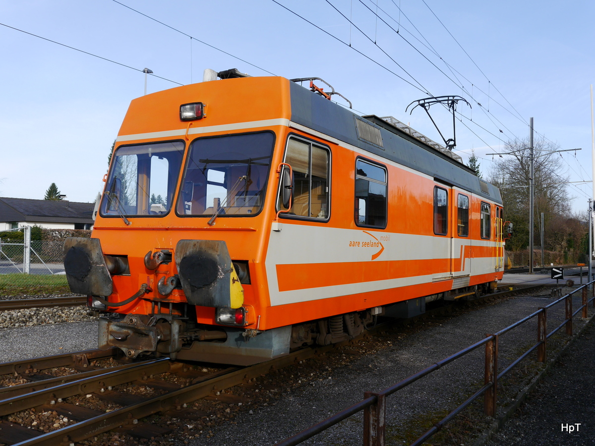 asm Oberaargau - Güterlok De 4/4 121 im vor dem Depotareal in Langenthal am 03.04.2018