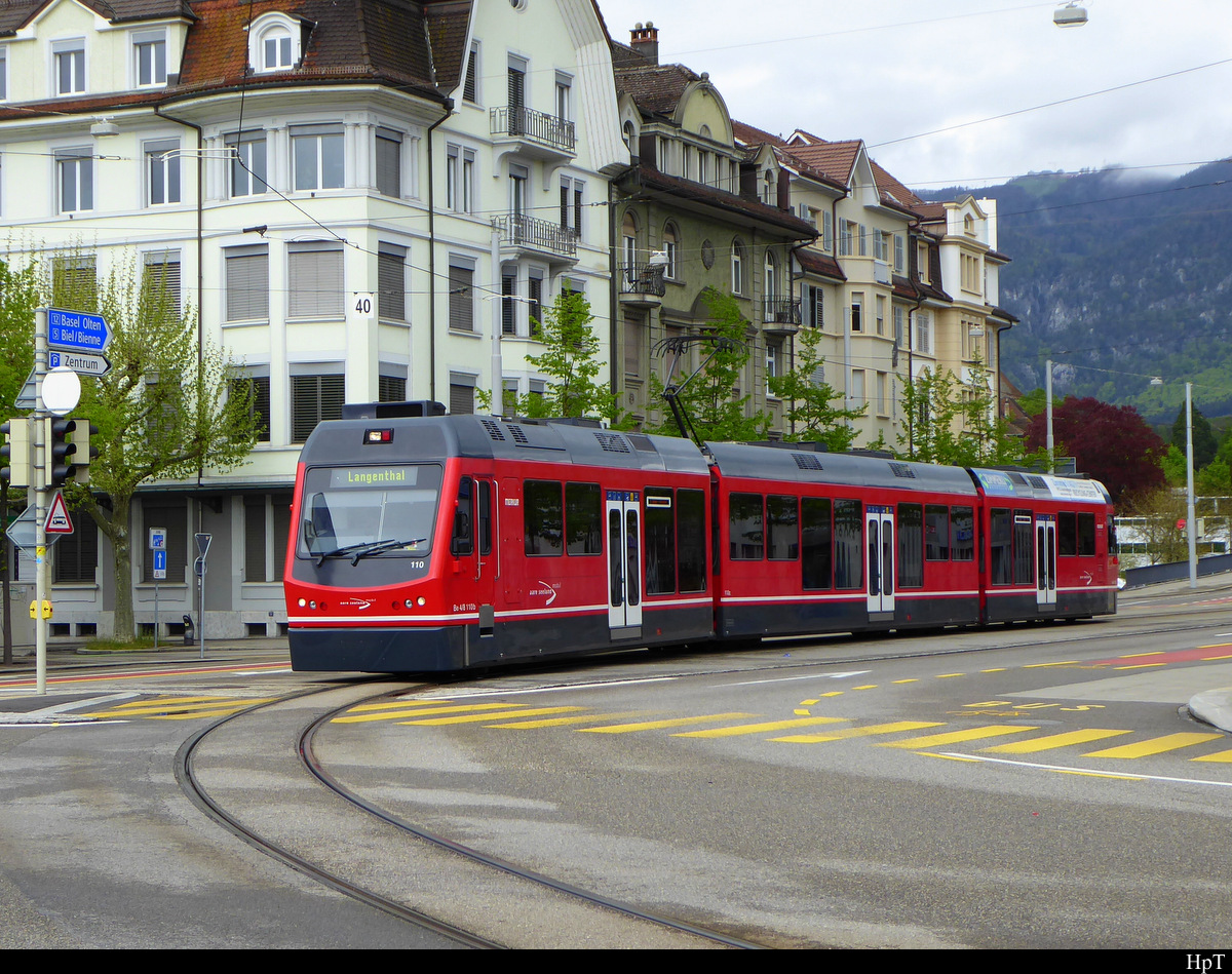 asm Oberaargau - Triebwagen Be 4/8  110 unterwegs in Solothurn am 27.04.2019