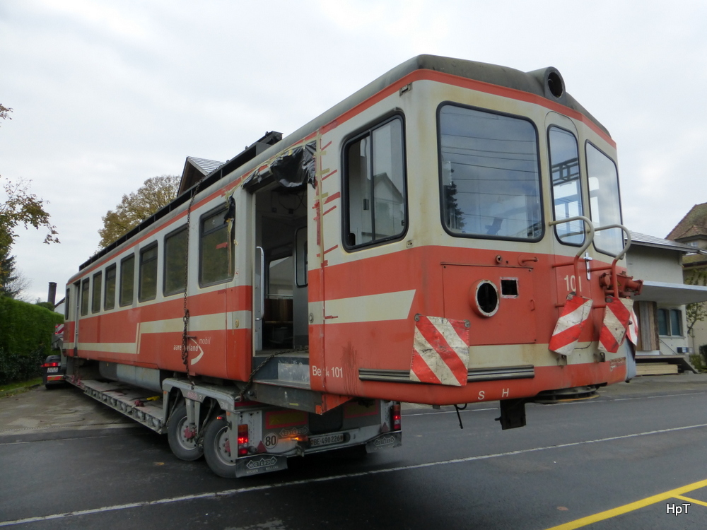 asm Seeland - Letzte Fahrt des Triebwagen Be 4/4 101 am 06.11.2014