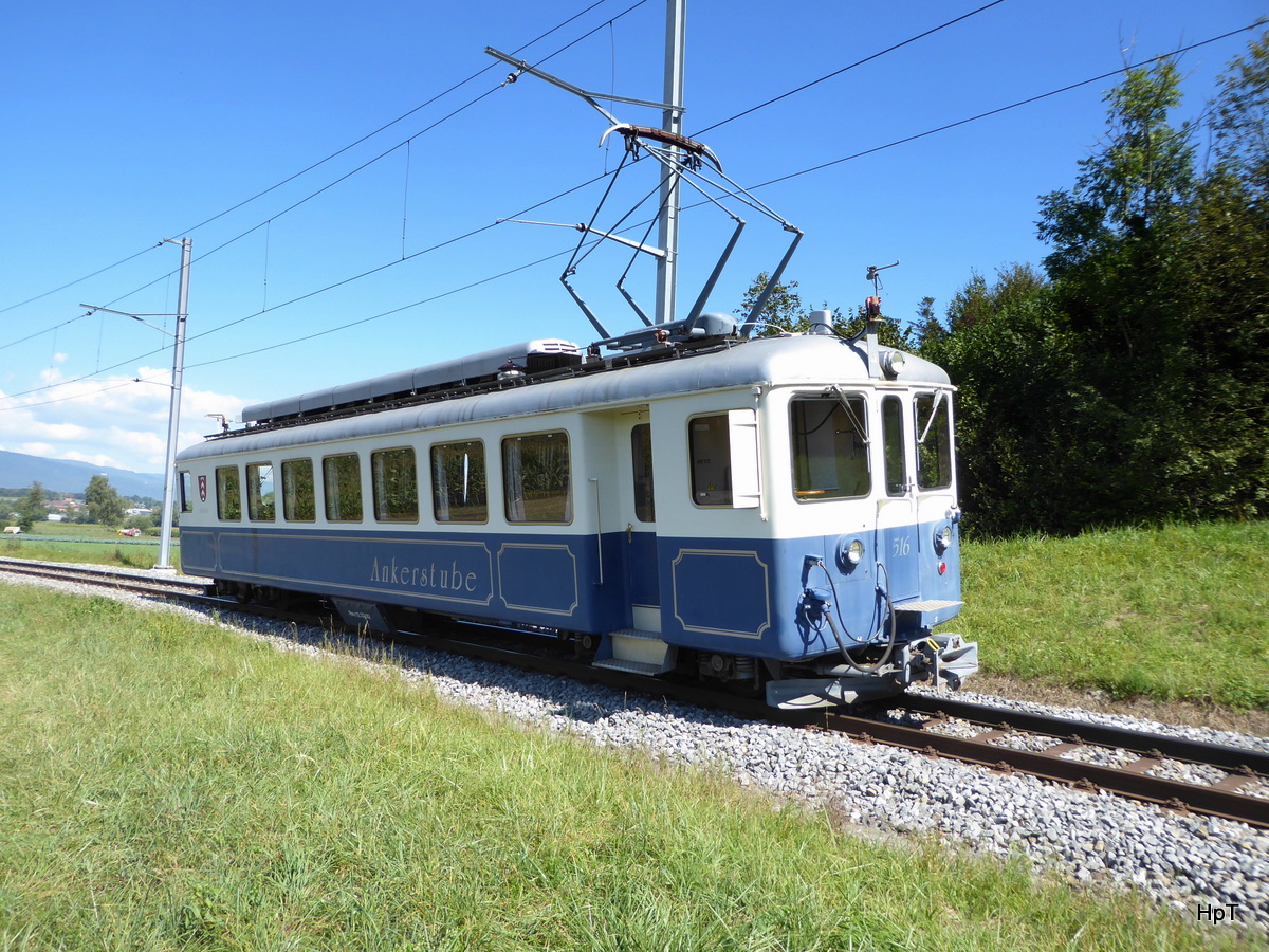 asm Seeland - Salontriebwagen ( Ankerstube ) Bre 4/4 516 unterwegs bei Siselen am 09.09.2016