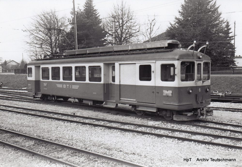 asm Seeland - Triebwagen BDe 4/4  6 in Täuffelen am 14.03.1973  .. Archiv Teutschmann