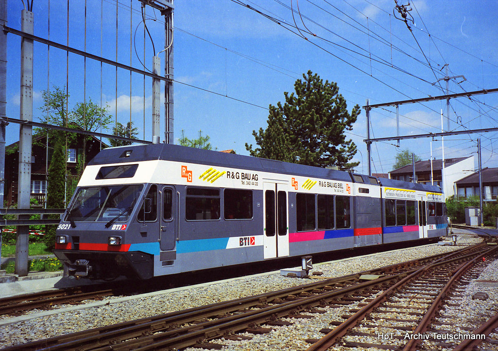 asm Seeland - Triebwagen Be 2/6  502 in Täuffelen am 19.05.1998 .. Archiv Teutschmann