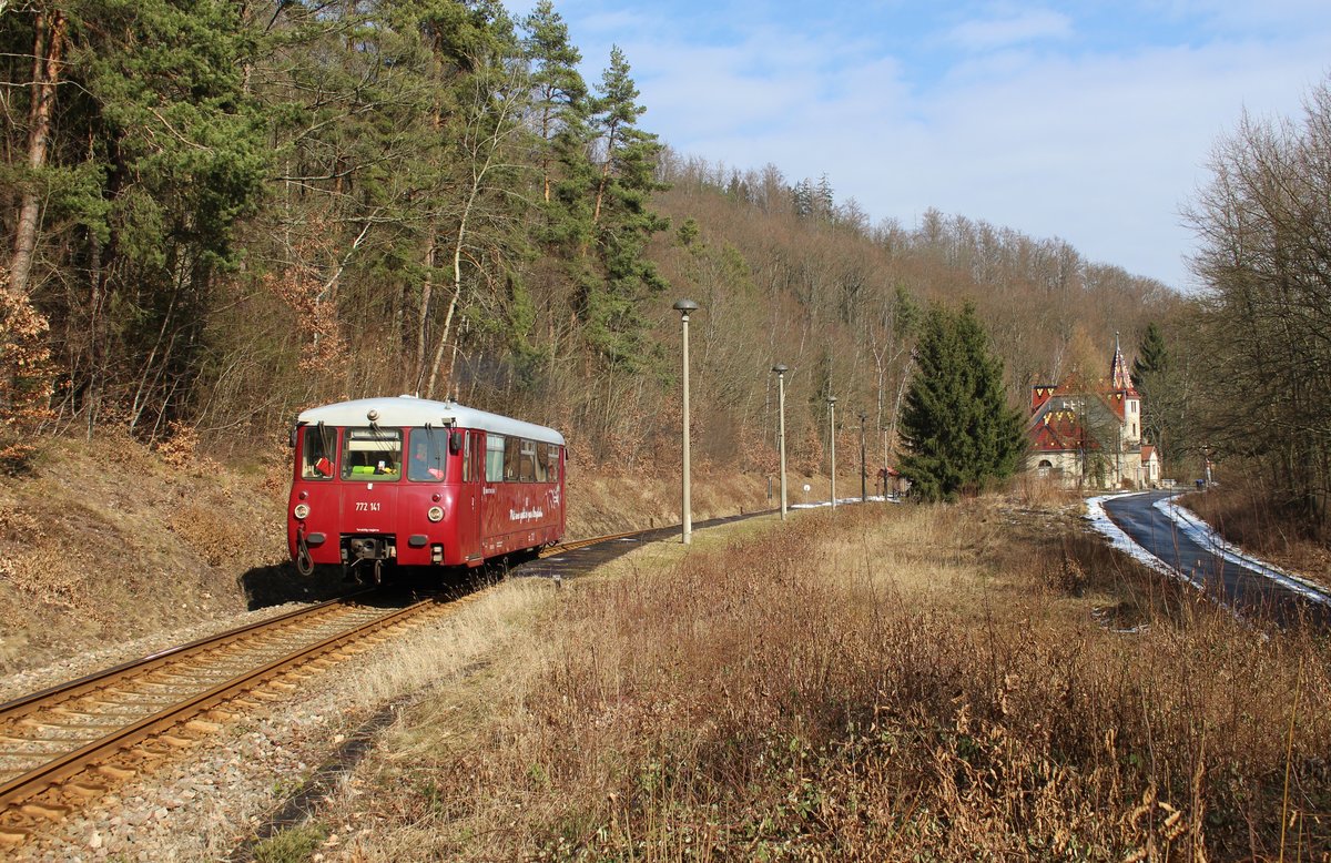 Auch heute am 04.03.18 ging es nochmal zum Ferkel. 772 141 ist hier zu sehen als RB 29883  bei Schwarzburg.