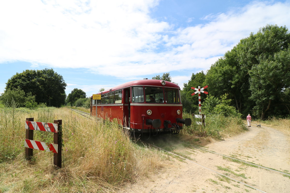 Auch die Strecke von Simpelveld, dem Betriebsmittelpunt der ZLSM, nach Kerkrade wurde am 10.7.19 mit einem Uerdinger Schienenbus bedient. 
