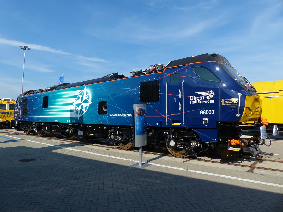 Auf der InnoTrans '16, Stadler 88 003 der Direct Rail Services, Berlin im September 2016.