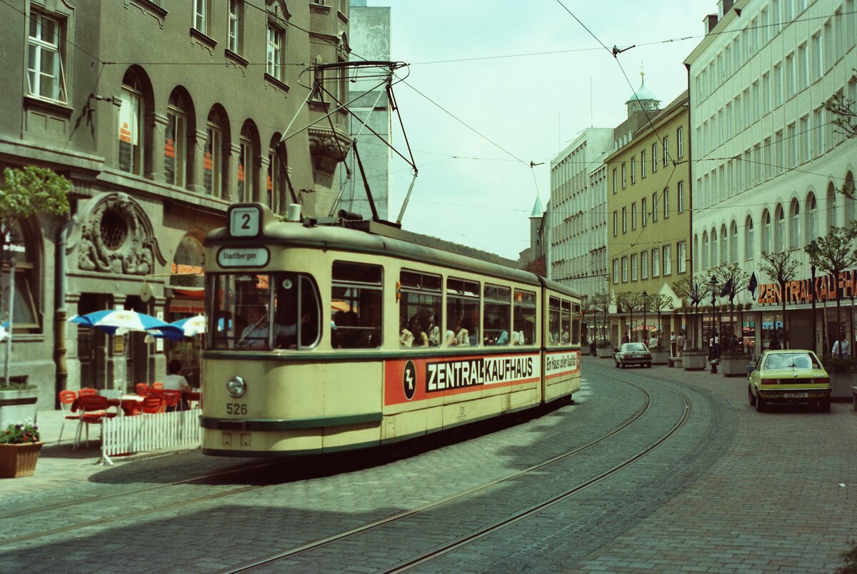 Augsburger Straßenbahn, Bgm.-Fischer-Straße, Sommer 1984. 