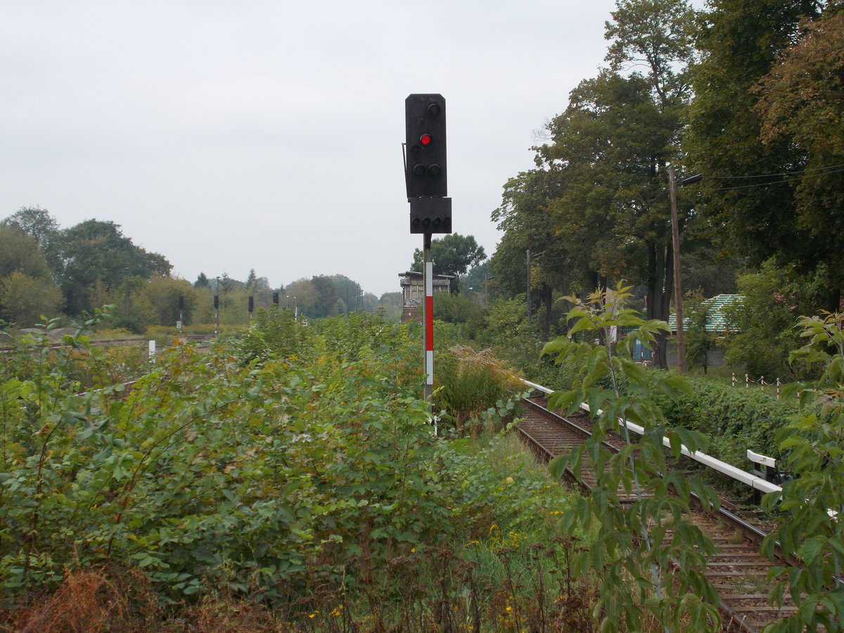 Ausfahrsignal für die S-Bahn Richtung Neuenhagen,am 27.Oktober 2014,in Fredersdorf(b.Berlin).