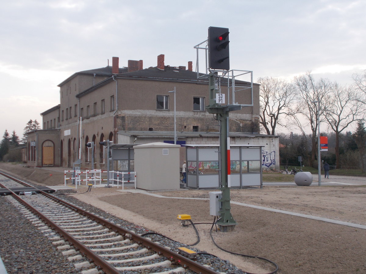 Ausfahrsignal P1 Richtung Pasewalk,am 13.April 2018,in Strasburg.