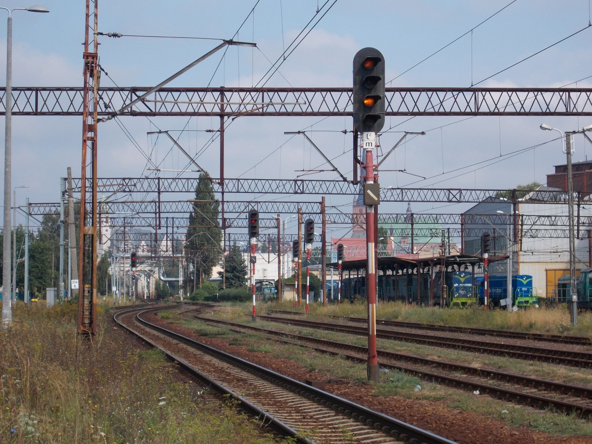 Ausfahrsignal Richtung Glowny,am 16.August 2015,in Szczecin Port Centralny.