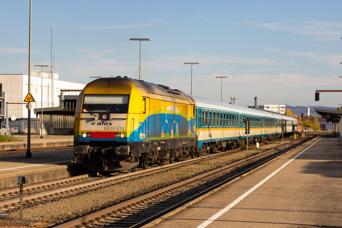 Ausfahrt von 223 013 mit dem Alex in Kempten gen Immenstadt. 31.10.20