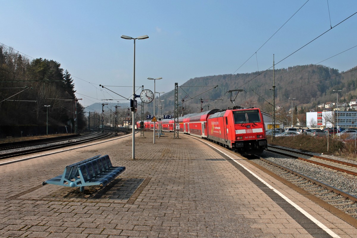 Ausfahrt am 06.03.2014 von 146 225-8  Baden-Württemberg erfahren  mit einem Regionalzug nach Singen (Hohentwiel) in Horb.