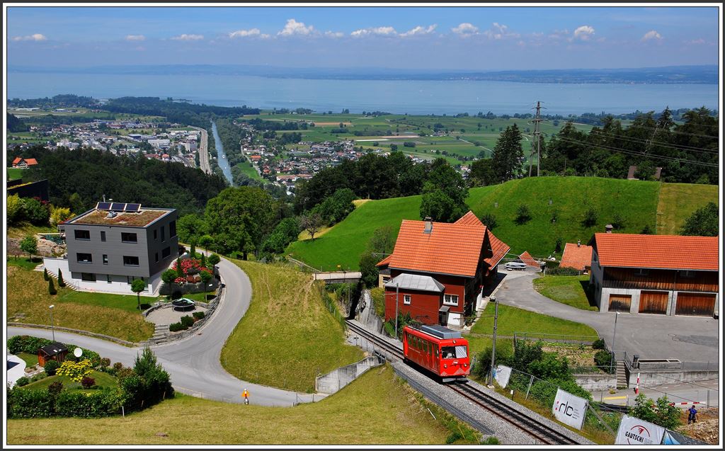 Ausgangspunkt der Bahn ist Rheineck, dort wo sich die SBB, die Autobahn und der alte Rhein treffen.(26.06.2015)