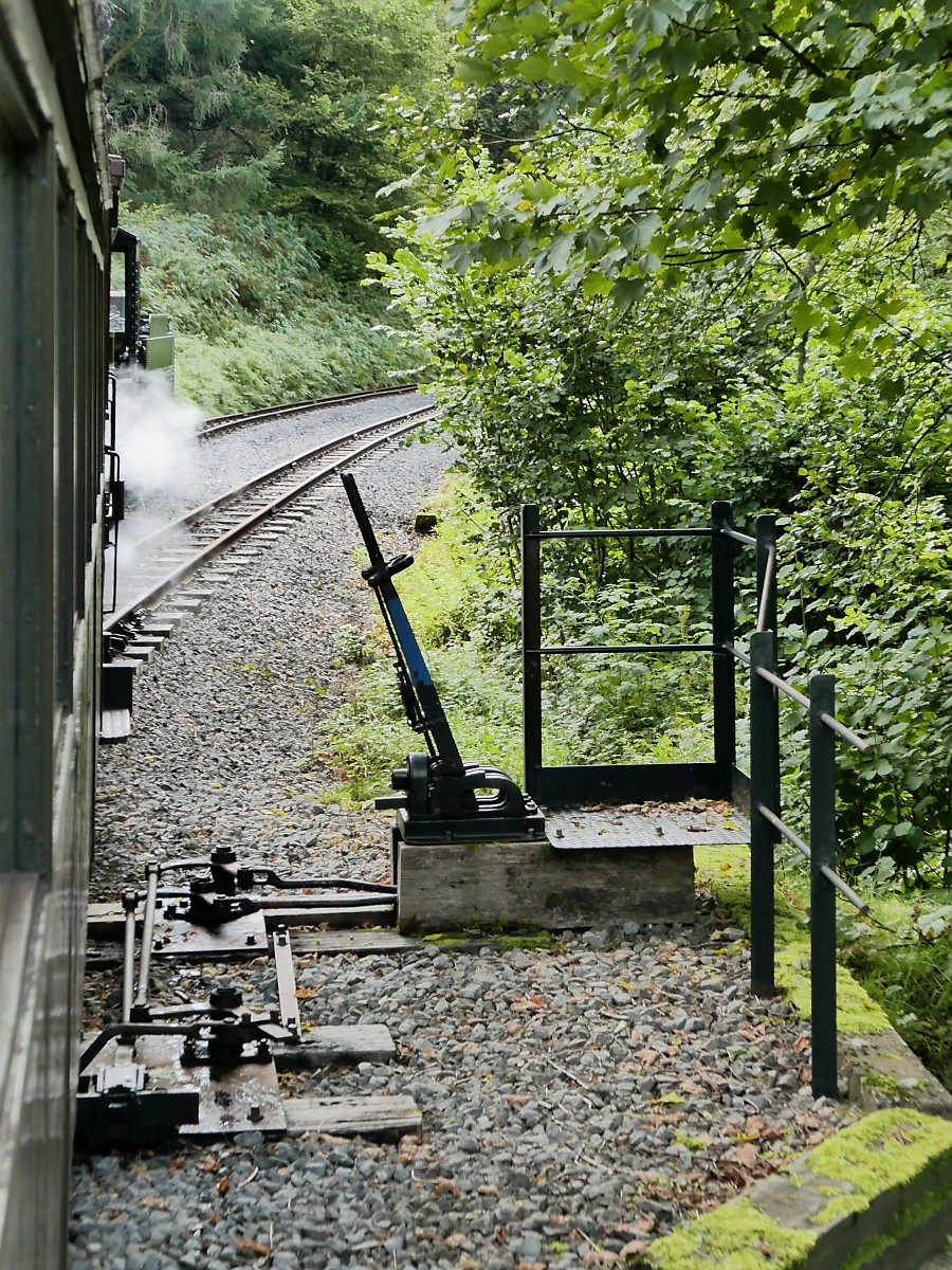 Ausweichstelle der Brecon Mountain Railway bei Dolygaer, Wales, 15.9.2016