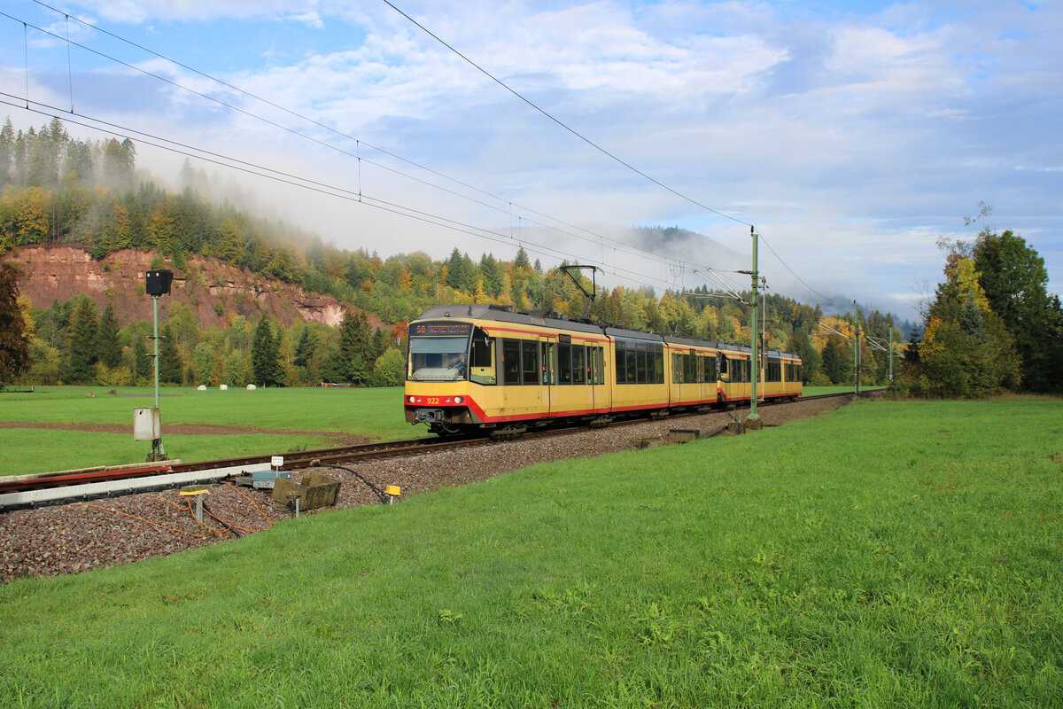 AVG 922 erreicht Heselbach als S8 nach Baiersbronn. (16.10.2022)