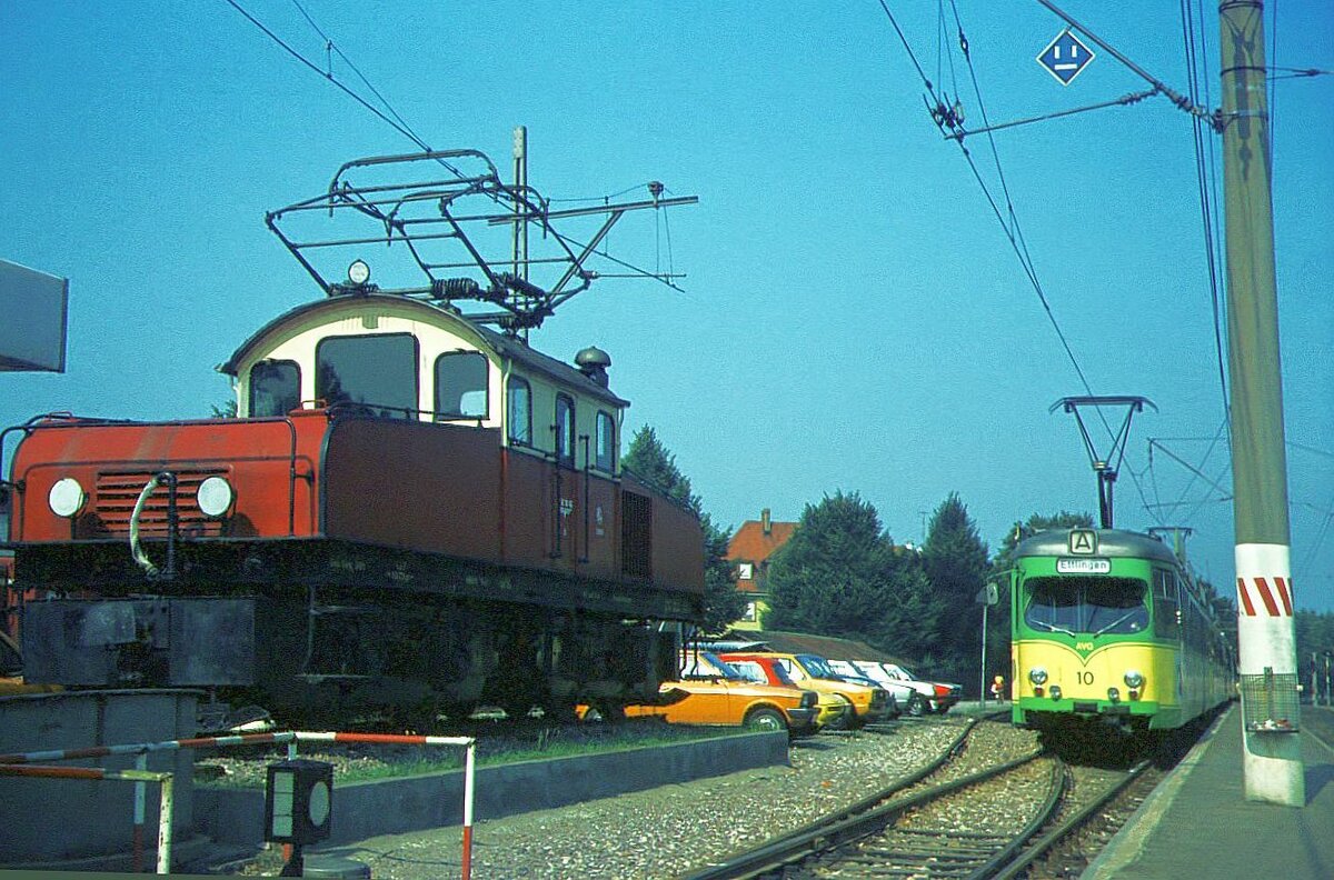 AVG Albtalbahn Bf. Ettlingen Ellok Nr. 2 Herbrand/AEG 1910 Meterspur am 24-03-1982