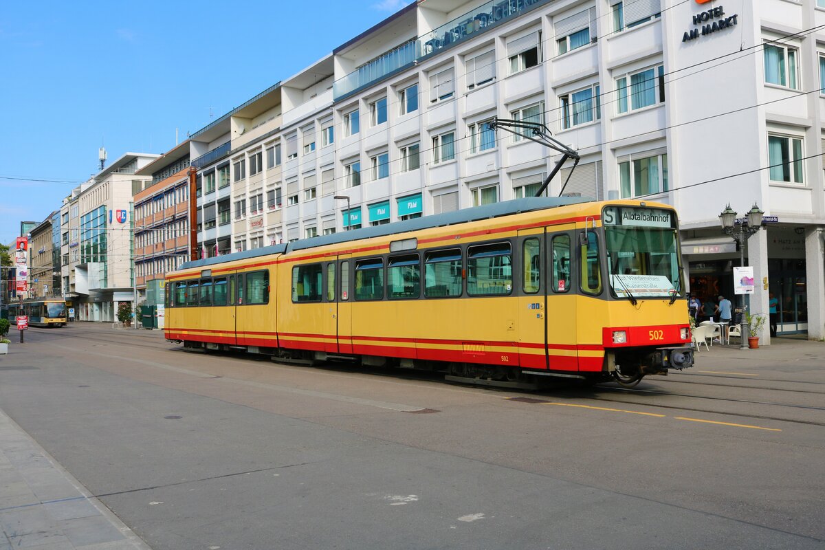 AVG Stadtbahnwagen 502 bei einer Sonderfahrt am 05.09.21 in Karlsruhe