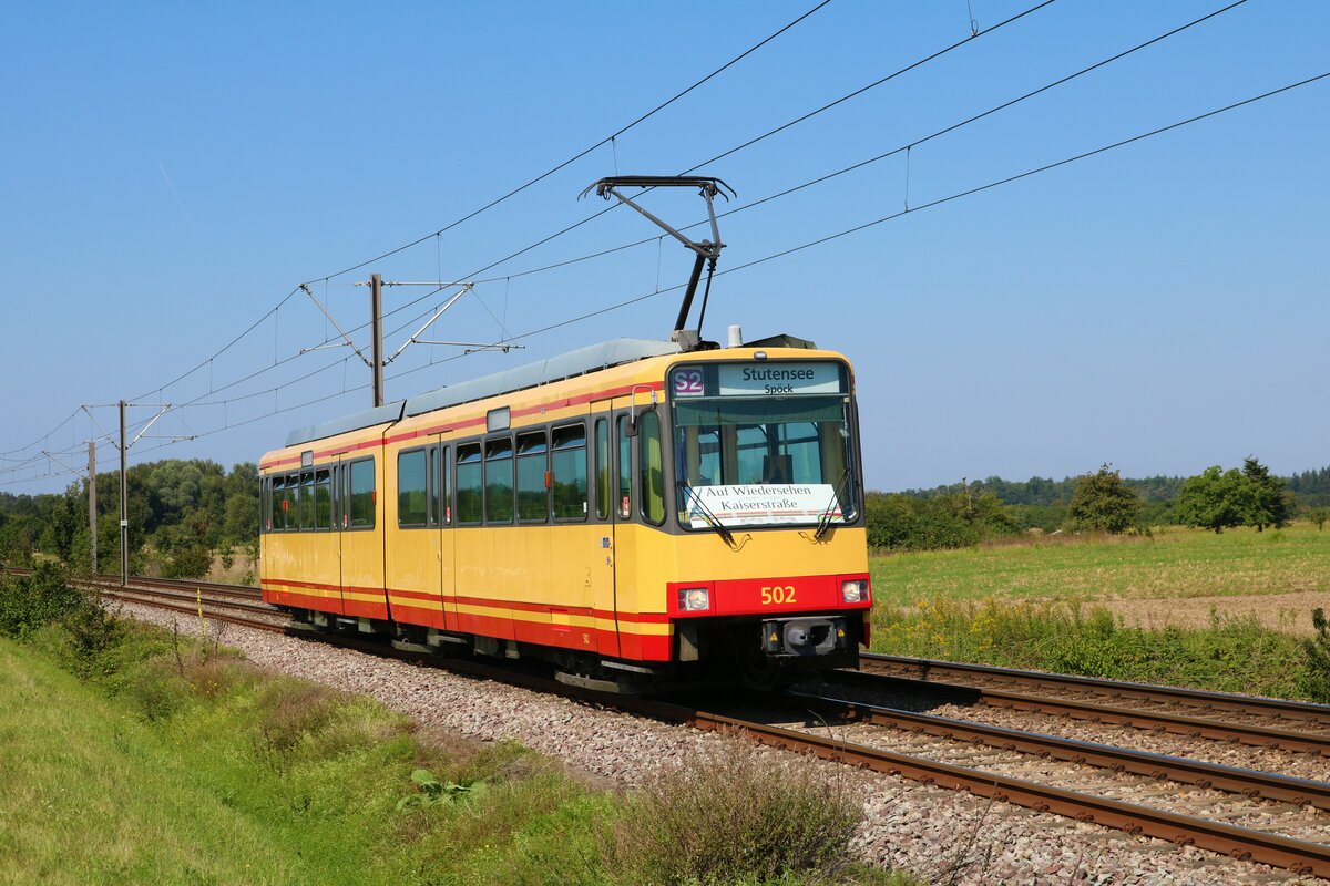 AVG Stadtbahnwagen 502 bei einer Sonderfahrt am 05.09.21 in Karlsruhe